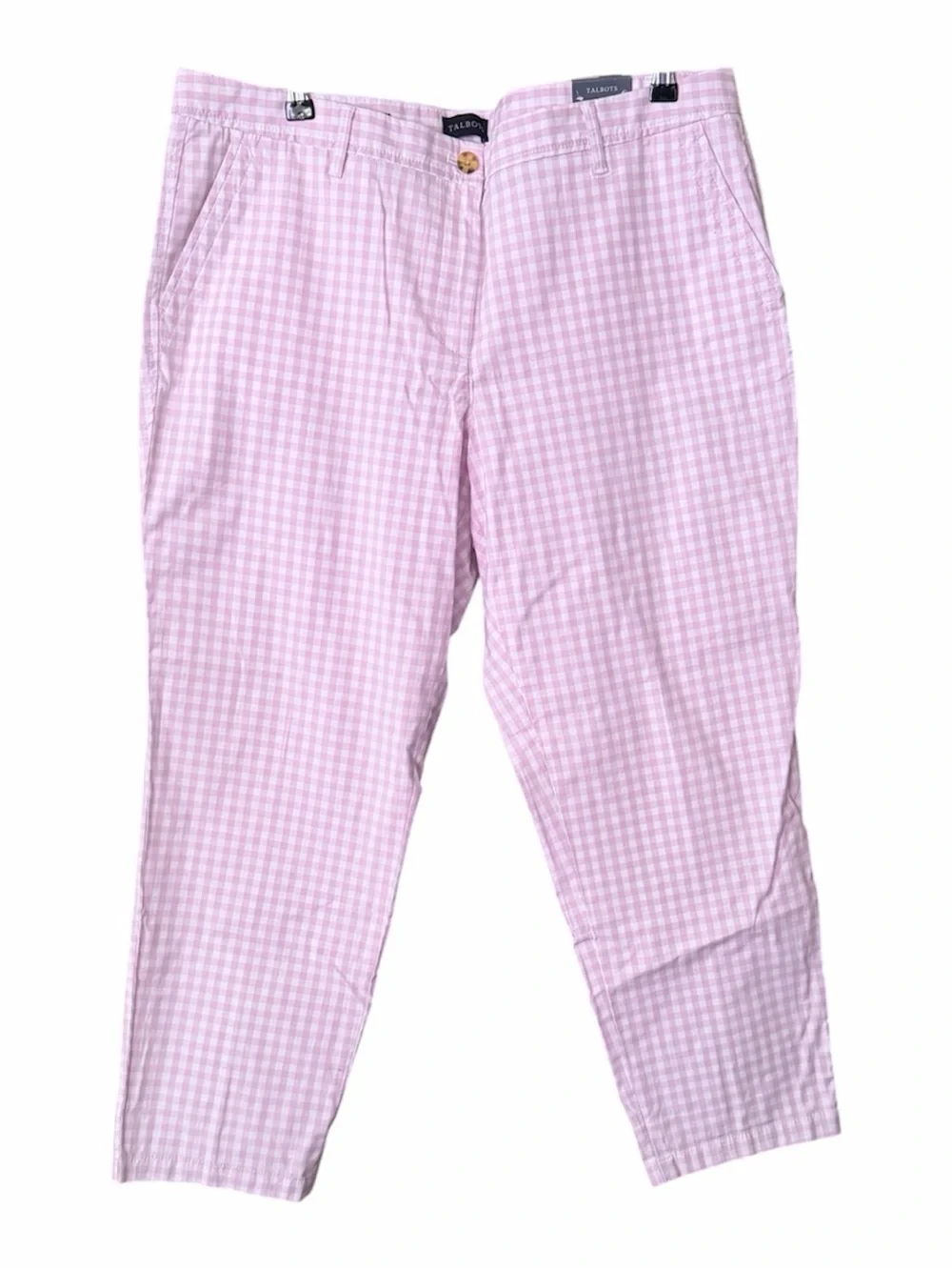 Talbots Light Pink Gingham Straight-Leg Ankle Pants